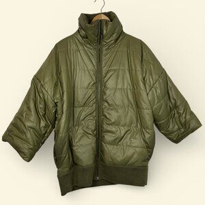 POLO Olive Oversized Reversible Puffy Jacket kimono sleeves Size W Large -Unique